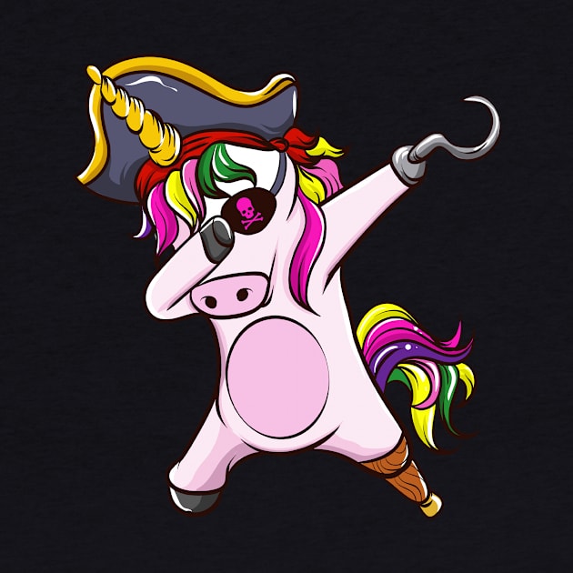 Dabbing Unicorn Pirate Halloween Costume Gift Funny T-Shirt by Dr_Squirrel